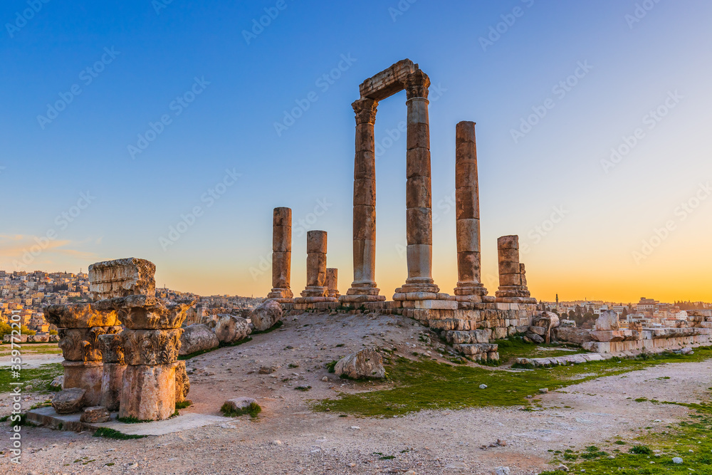 Amman, Jordan. The Temple of Hercules, Amman Citadel.