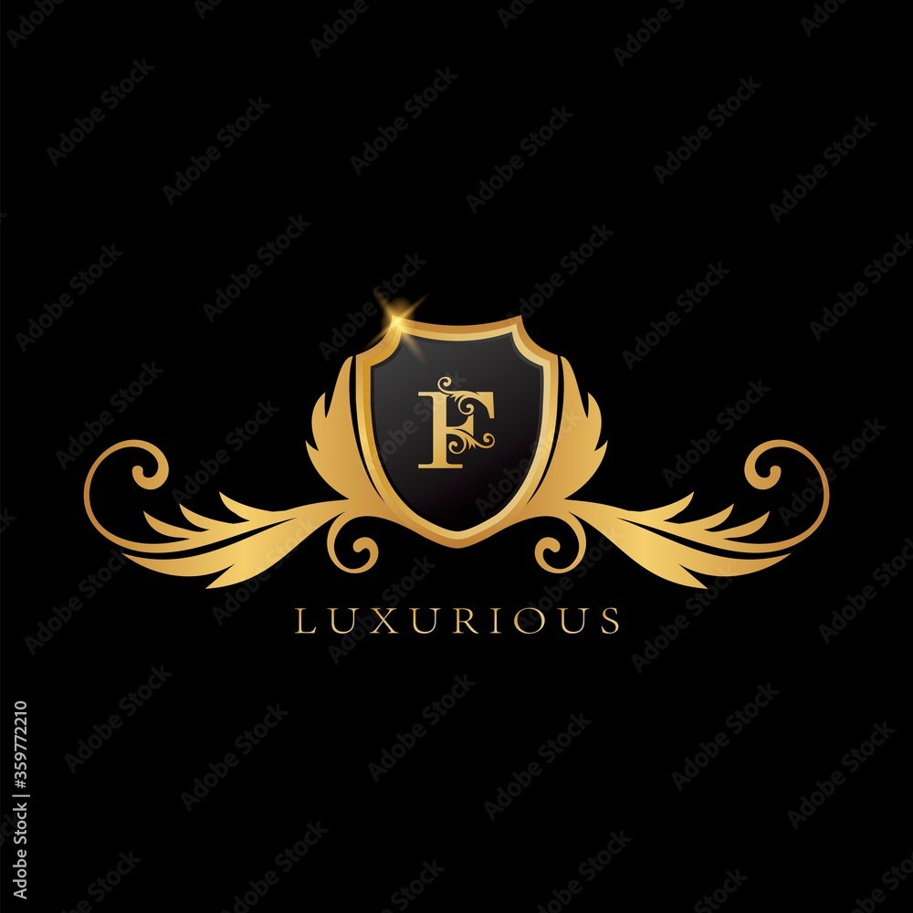 Golden C Logo Luxurious Shield logo design concept. Golden C Logo Luxurious Shield logo design concept.