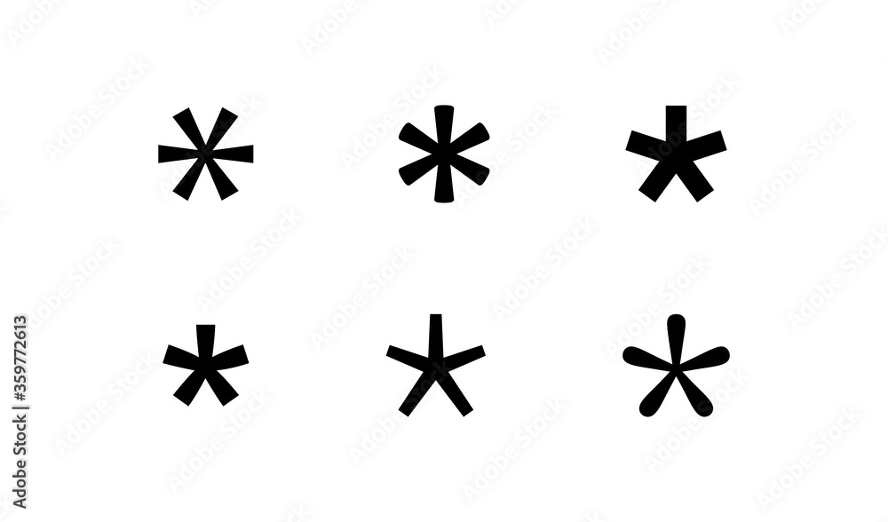 Asterisk, grammar simple black icon. Password star concept in vector flat Asterisk, grammar simple black icon. Password star concept in vector flat