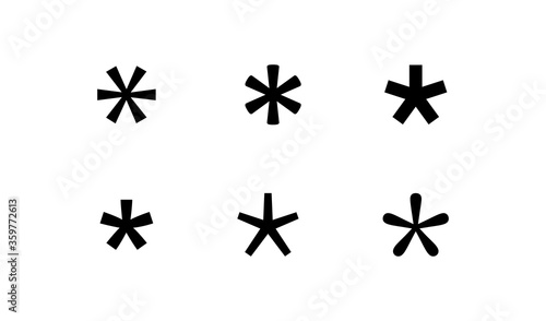 Asterisk, grammar simple black icon. Password star concept in vector flat