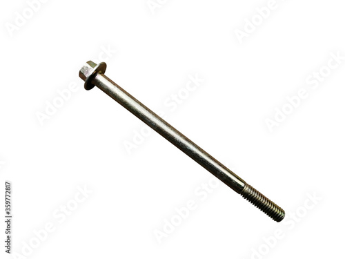 Car body mounting bolt on an isolated white background. Spare parts.