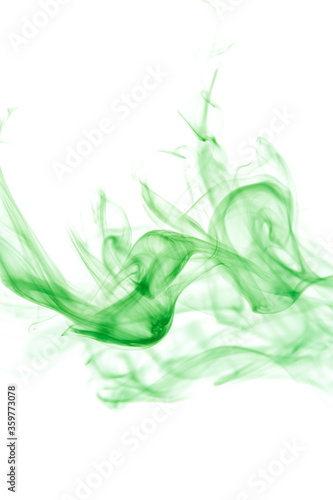 Green smoke on white background