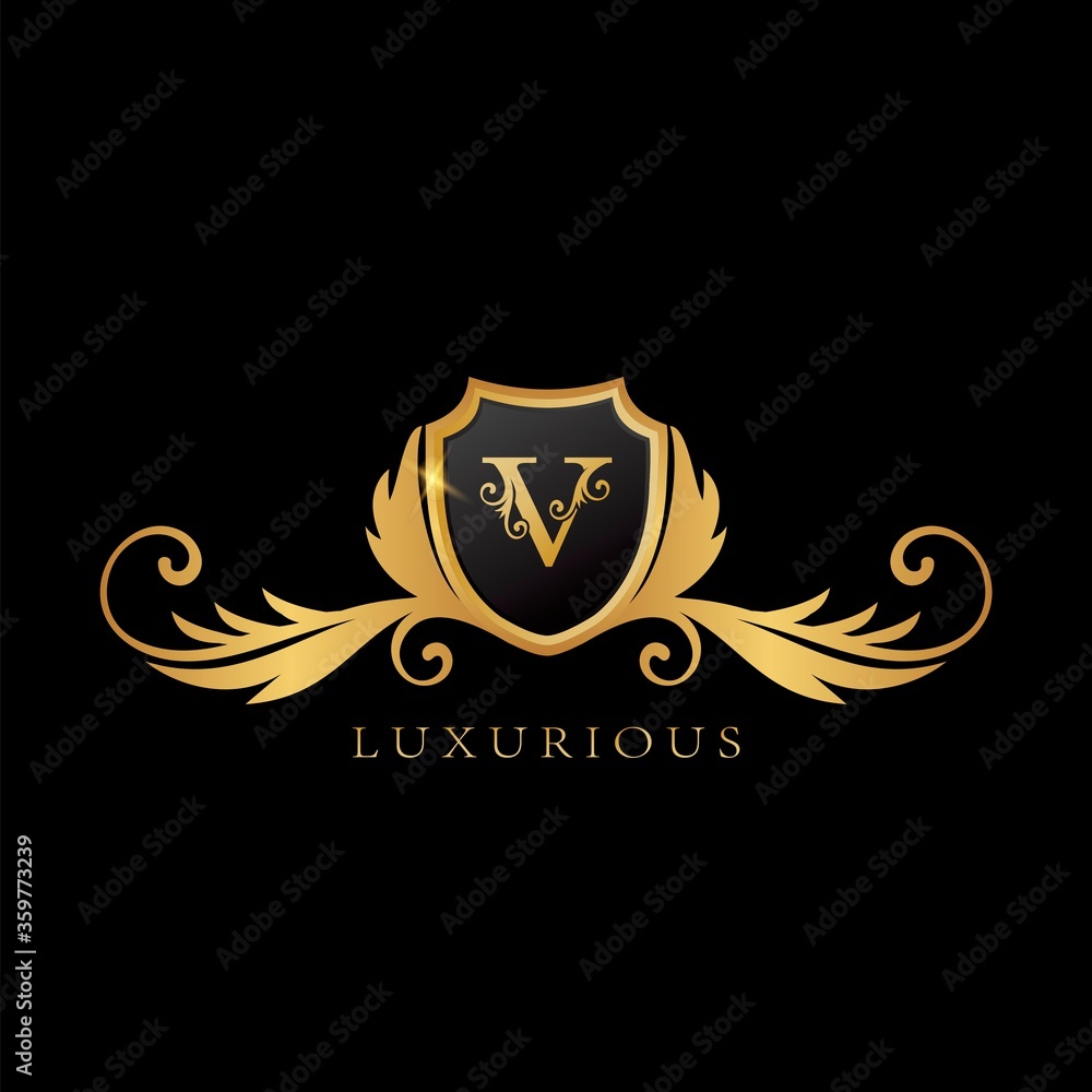 Golden U Logo Luxurious Shield logo design concept. Golden U Logo Luxurious Shield logo design concept.