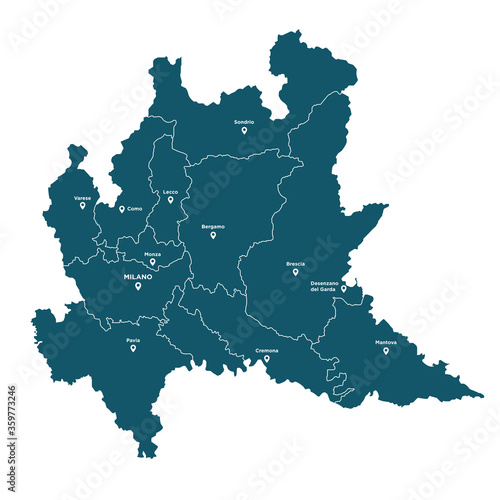 Vector Map of Lombardy (Lombardia), Italy photo