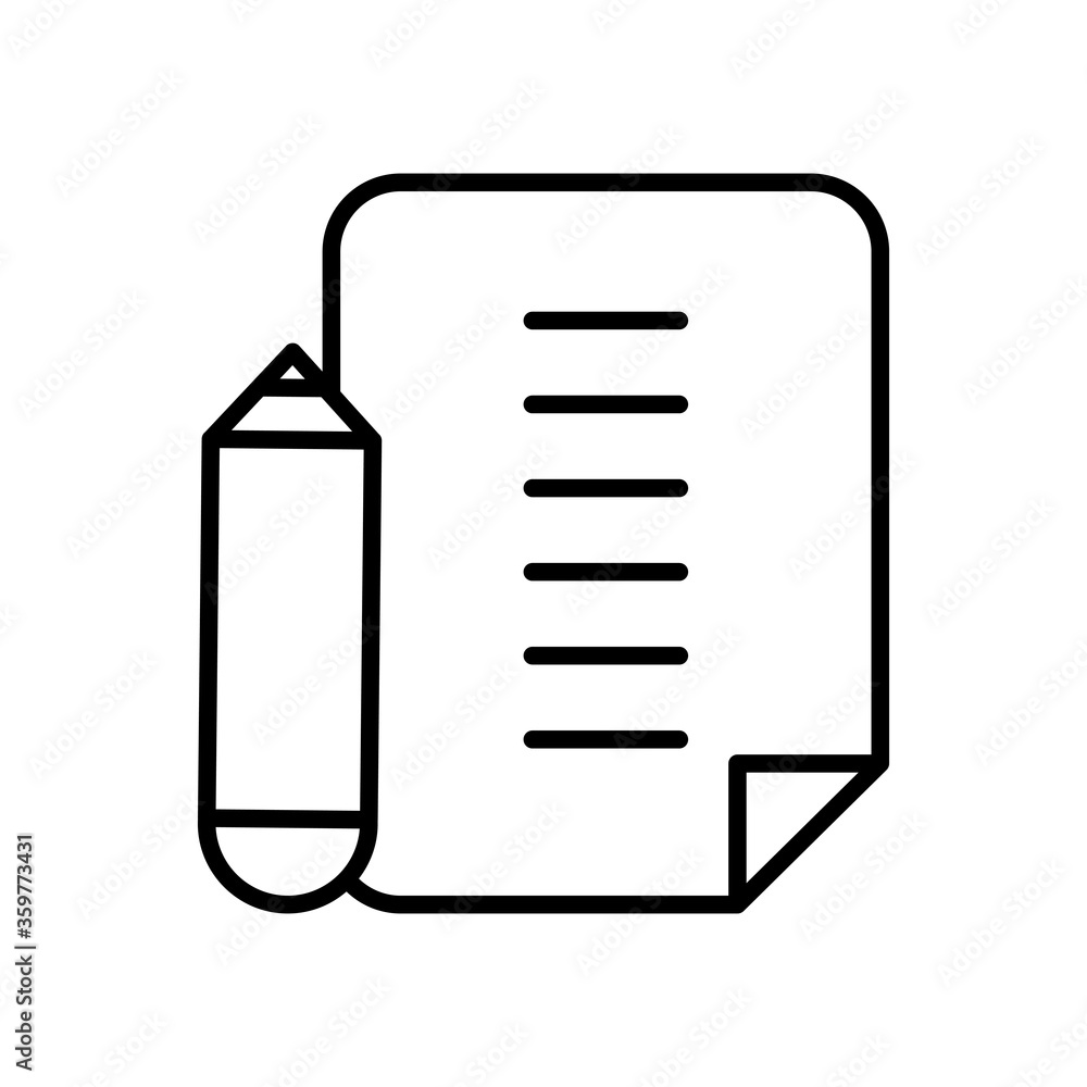 document page and pencil icon, line style document page and pencil icon, line style