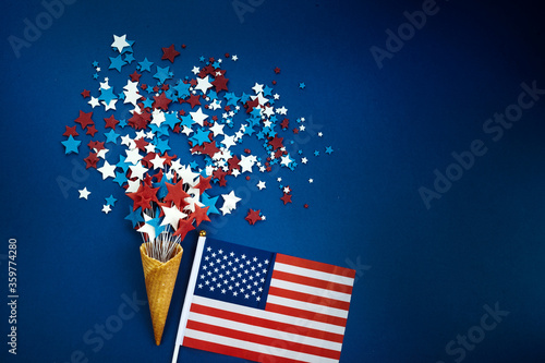 Treats of independence day. 4th of july background with icecream