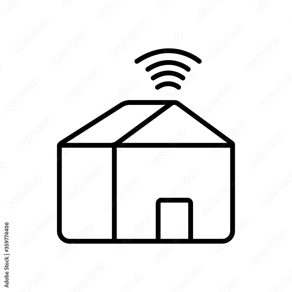 house with wifi signal icon, line style house with wifi signal icon, line style