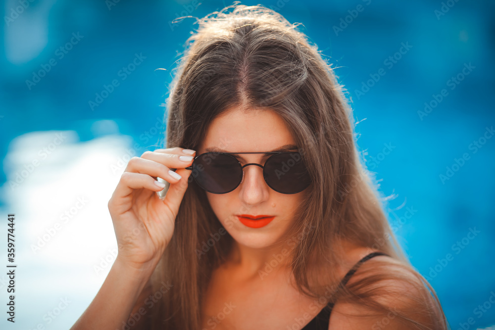 sexy young model at the sea by the pool sexy young model at the sea by the pool