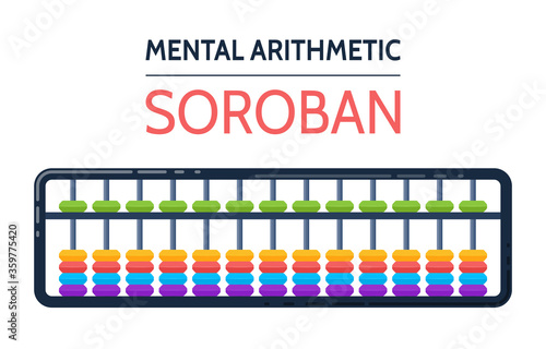 Abacus for mental arithmetic. Children's education. Soroban. Vector illustration