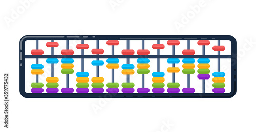 Abacus for learning mental arithmetic for kids. Traditional counting frame, Japanese style. Vector illustration