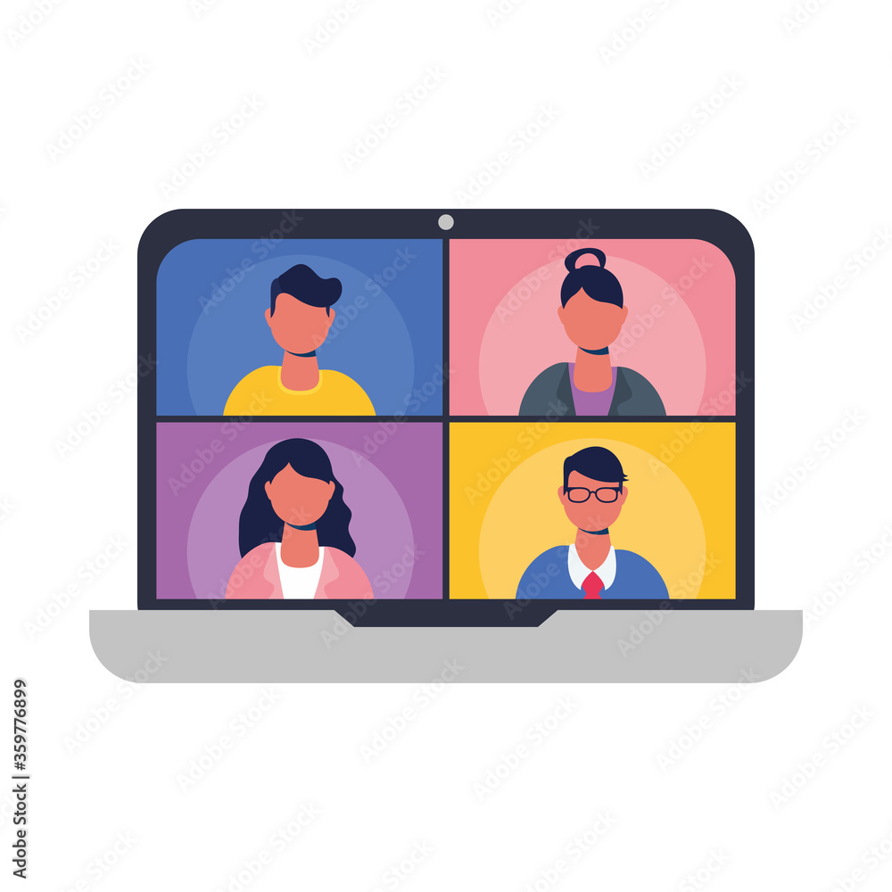 people on websites in video chat at laptop vector design people on websites in video chat at laptop vector design