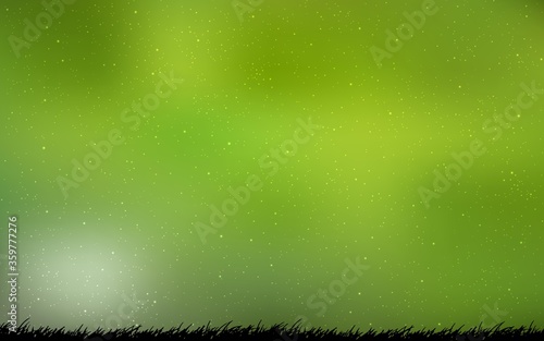Light Green, Yellow vector pattern with night sky stars. Space stars on blurred abstract background with gradient. Template for cosmic backgrounds.