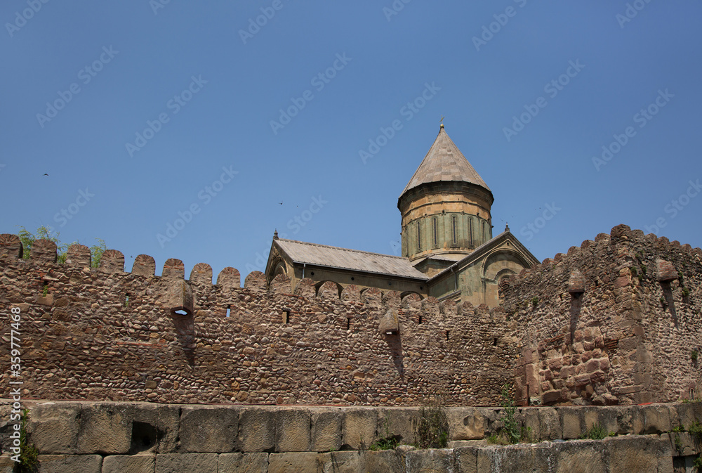Outer wall of Svetitskhoveli Cathedral, Mtskheta, Georgia