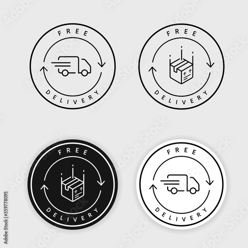 Free Delivery vector circle icon sign for online store.