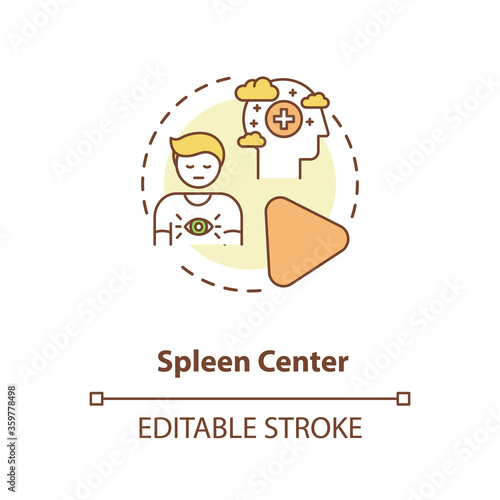 Spleen center concept icon. Immune system. Person intuition. Chakra in body system. Human design idea thin line illustration. Vector isolated outline RGB color drawing. Editable stroke