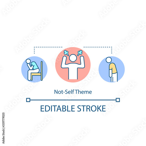 Not self theme concept icon. Frustration from inauthenticity. Anger from burnout. Human design system idea thin line illustration. Vector isolated outline RGB color drawing. Editable stroke © bsd studio