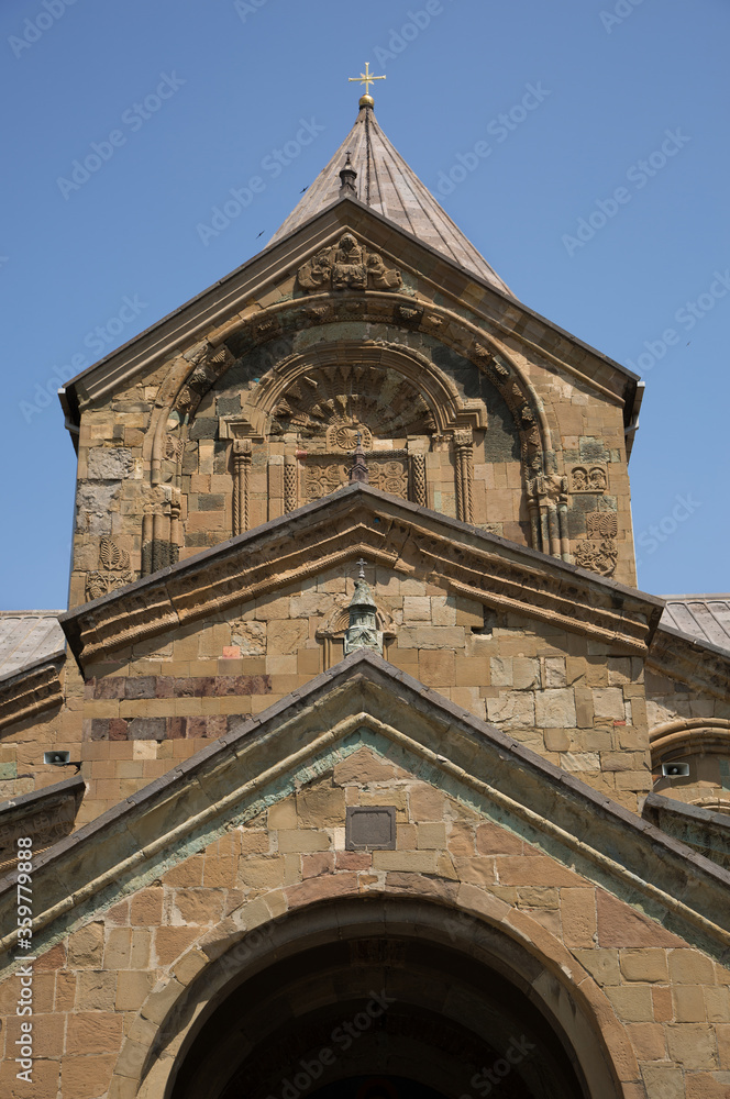 Beautifully designed upper portion of Svetitskhoveli Cathedral, Georgia