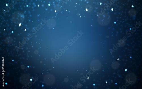 Dark BLUE vector template with ice snowflakes. Glitter abstract illustration with crystals of ice. New year design for poster, banner.