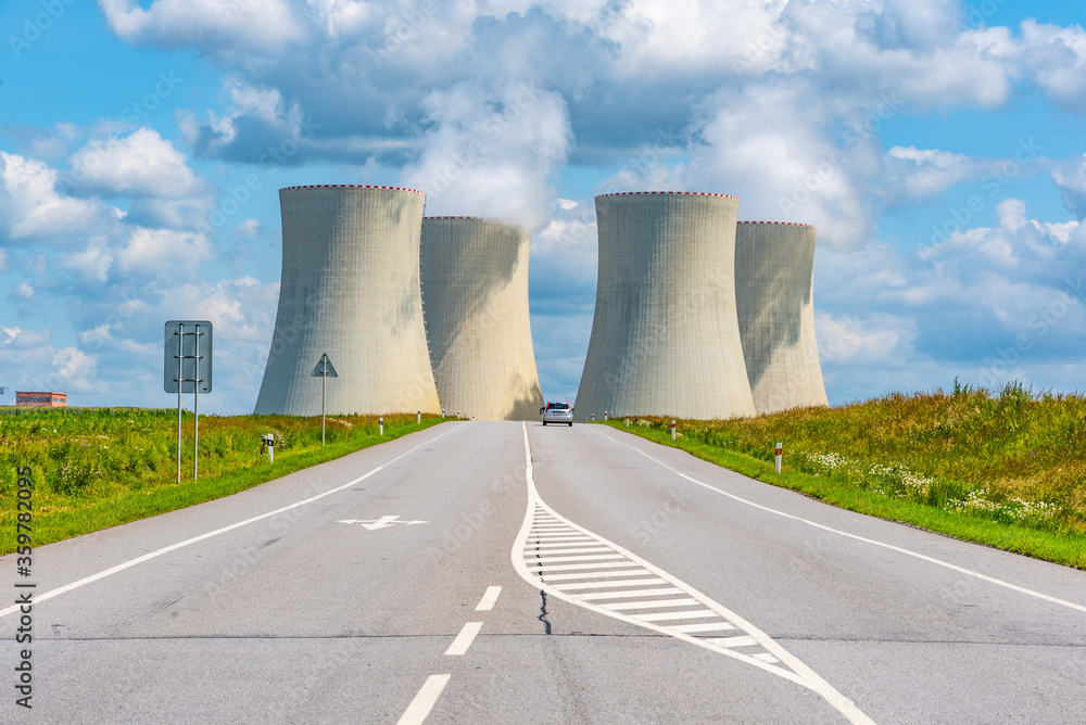 Nuclear power plant and wide asphalt road. Temelin, Czech Republic Nuclear power plant and wide asphalt road. Temelin, Czech Republic