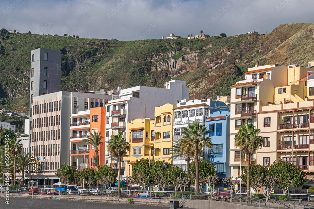 Avenida Maritima with the building of the Island Council of La Palma in Santa Cruz, Spain