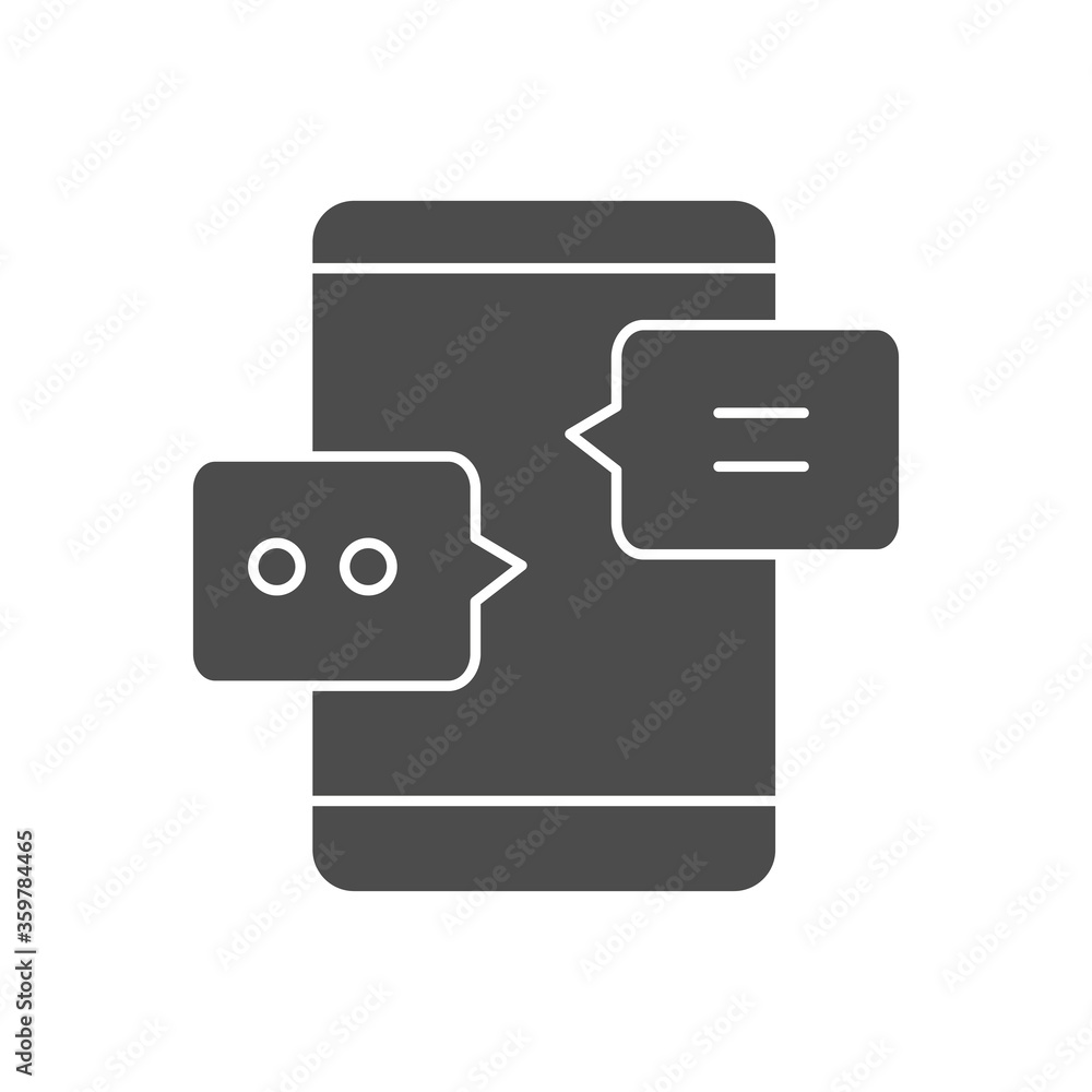 smartphone with speech bubbles icon, silhouette style smartphone with speech bubbles icon, silhouette style