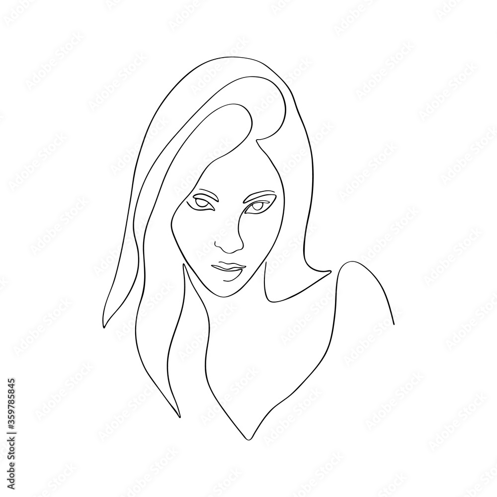 Woman portrait line art, outline drawing. Hand drawn minimal woman sketch. Fashion beauty concept Woman portrait line art, outline drawing. Hand drawn minimal woman sketch. Fashion beauty concept
