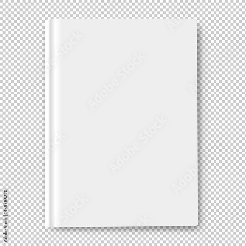 White Book Template Mockup Isolated Transparent Background With Gradient Mesh, Vector Illustration