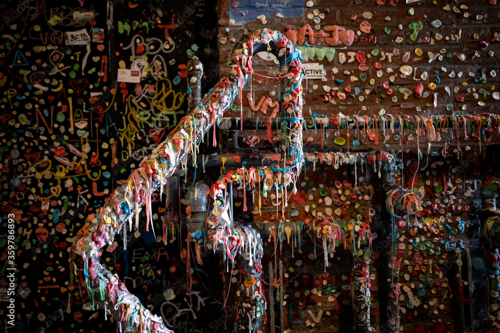 Gum on a wall in Seattle, Washington 