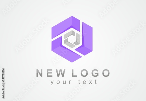Abstract vector logo with a lens for the photographer. New modern logo with diamonds.
