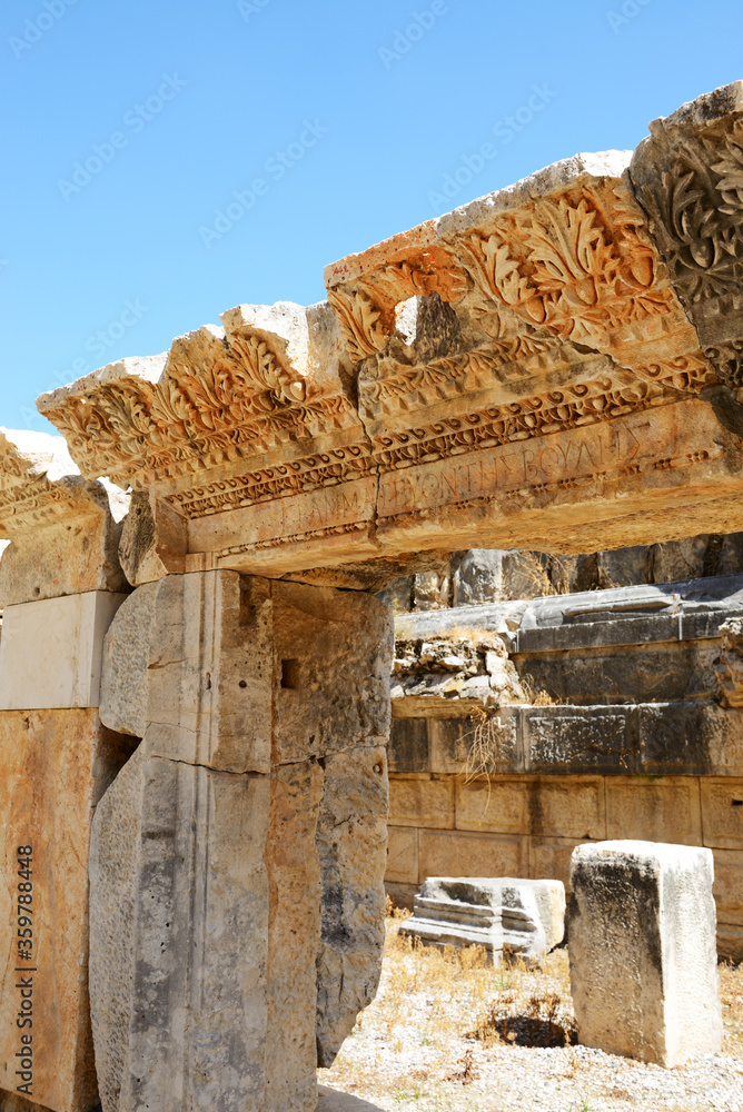 The ruins in amphitheater at Myra, Turkey