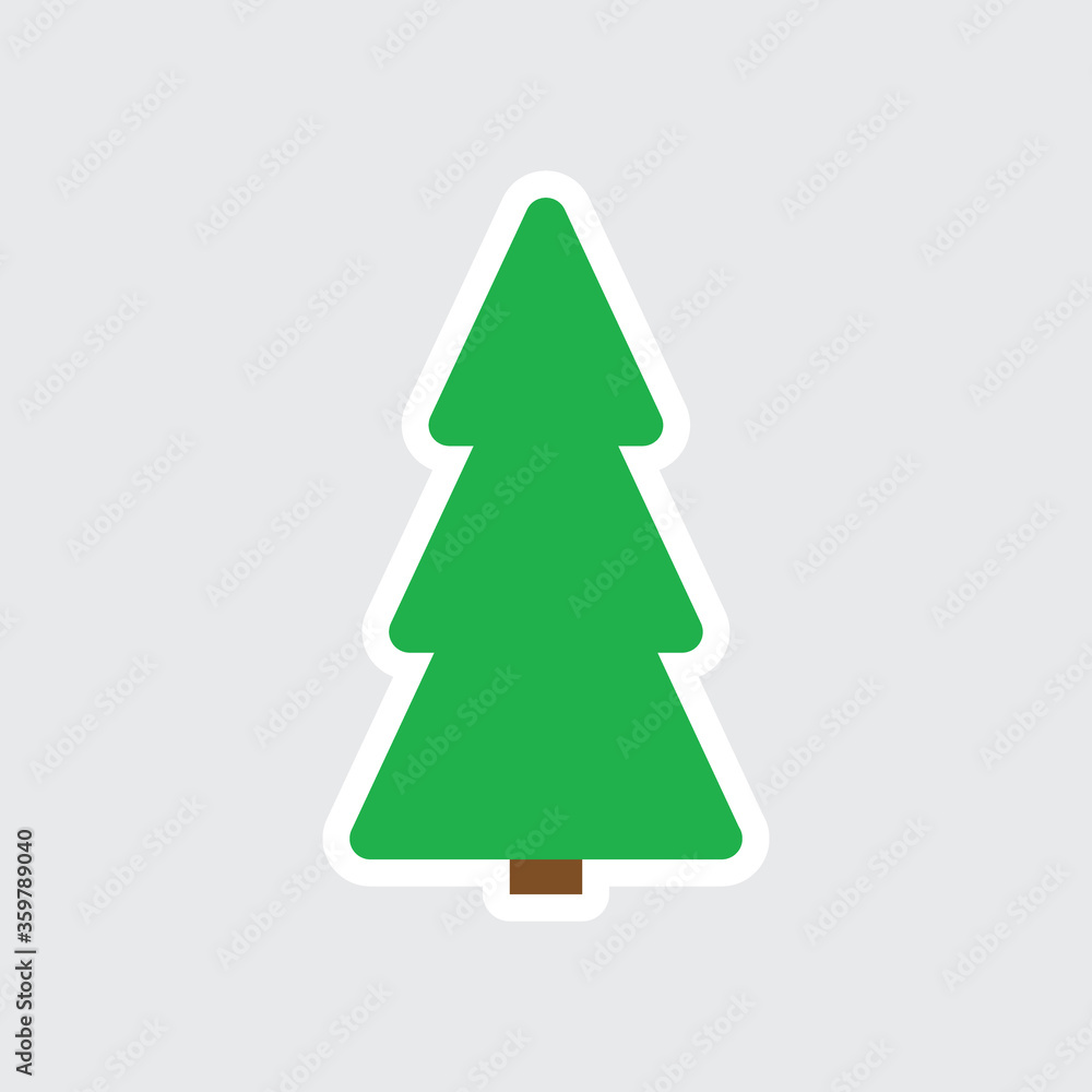 sticker christmas tree - black vector icon sticker christmas tree - black vector icon
