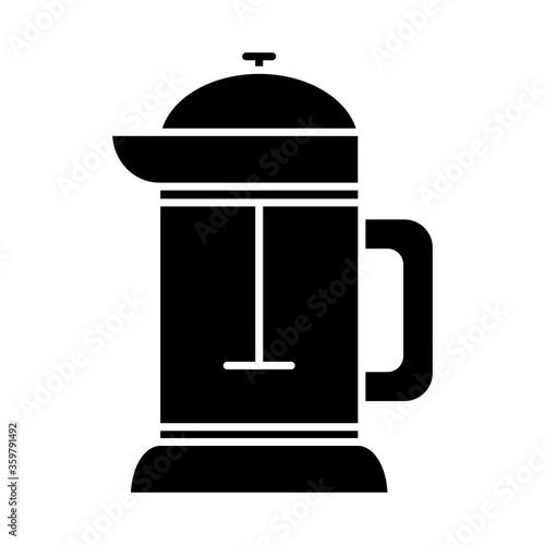 coffee french press icon, silhouette style