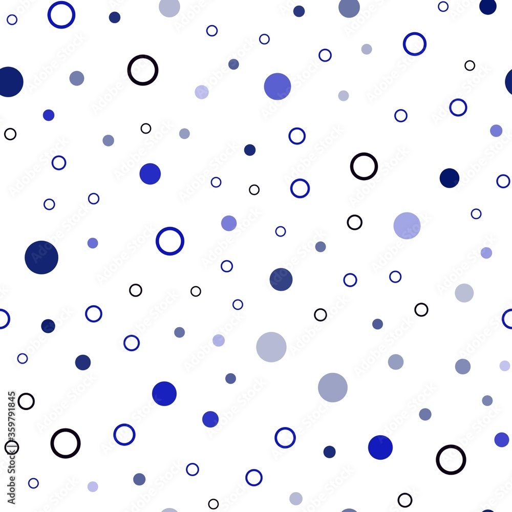 Dark BLUE vector seamless texture with disks. Blurred decorative design in abstract style with bubbles. Template for business cards, websites.