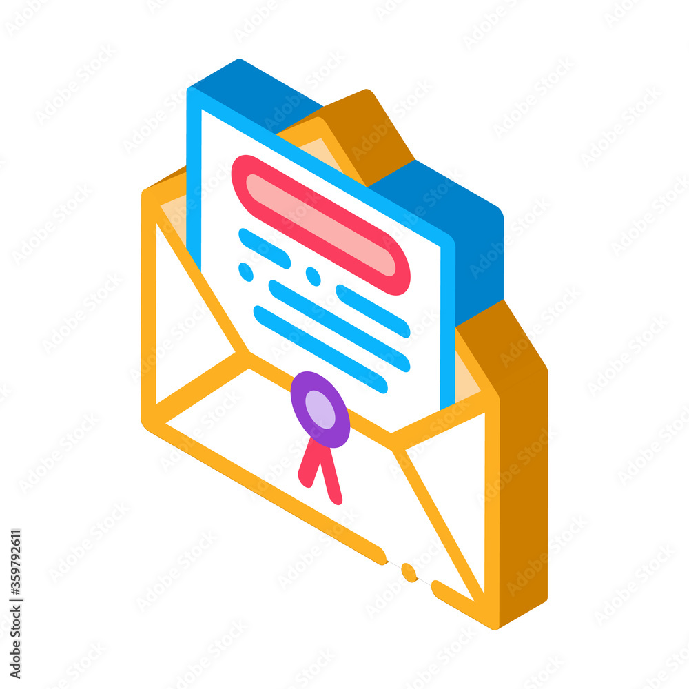 letter in envelope with seal icon vector. isometric letter in envelope with seal sign. color isolated symbol illustration letter in envelope with seal icon vector. isometric letter in envelope with seal sign. color isolated symbol illustration