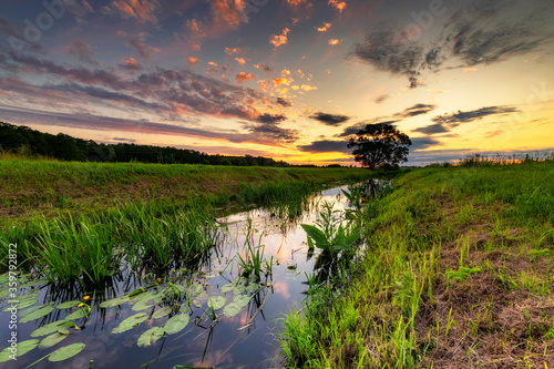 Fototapeta Naklejka Na Ścianę i Meble -  Beautiful natural river during sunset
