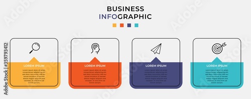 Business Infographic design template Vector with icons and 4 four options or steps. Can be used for process diagram, presentations, workflow layout, banner, flow chart, info graph photo