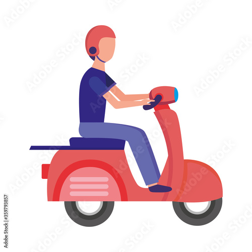 Isolated avatar man with helmet on motorcycle vector design