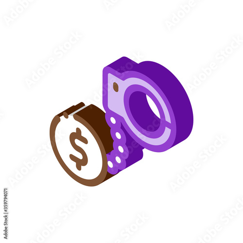 jail or freedom for money bail icon vector. isometric jail or freedom for money bail sign. color isolated symbol illustration