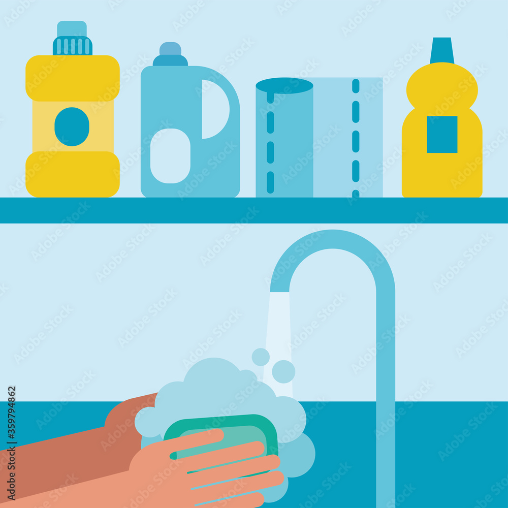 Hands washing under water tap vector design Hands washing under water tap vector design