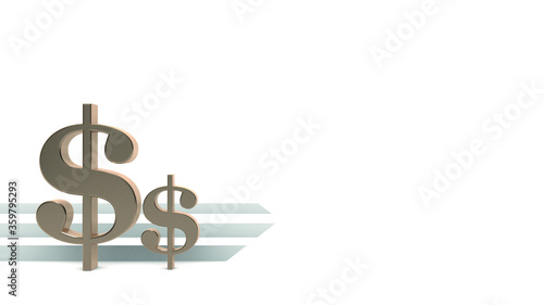 dollar sign isolated on white gold sign pesos and dollars