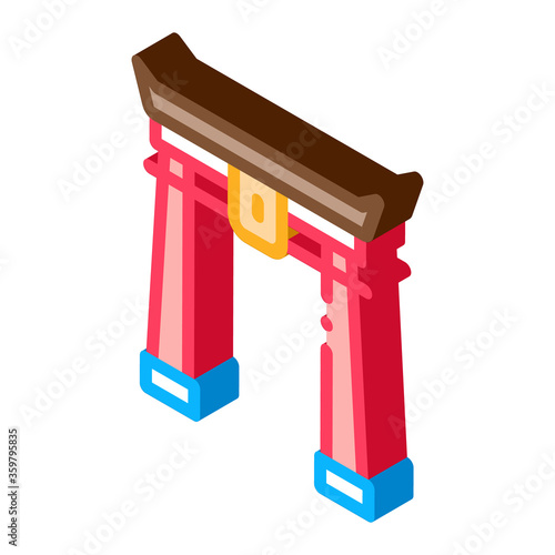 chinese arch with columns icon vector. isometric chinese arch with columns sign. color isolated symbol illustration