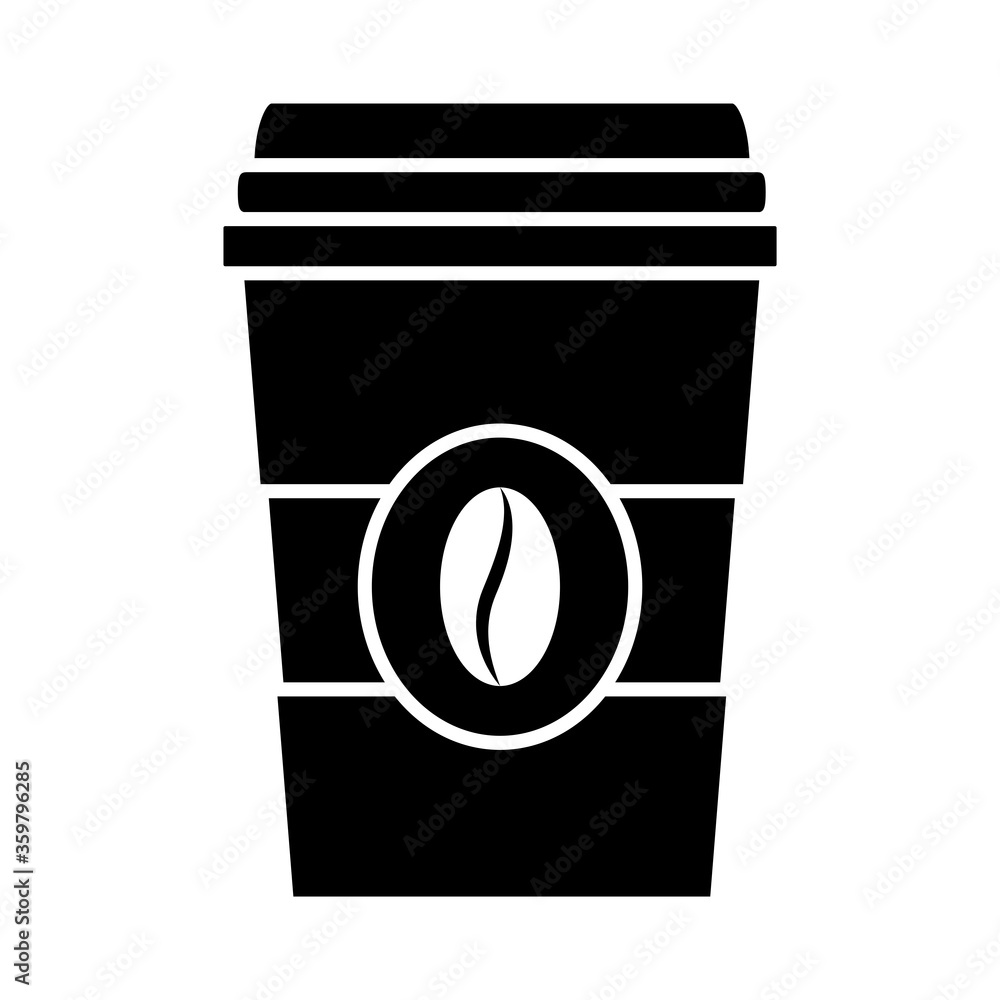 disposable coffee paper cup icon, silhouette style disposable coffee paper cup icon, silhouette style