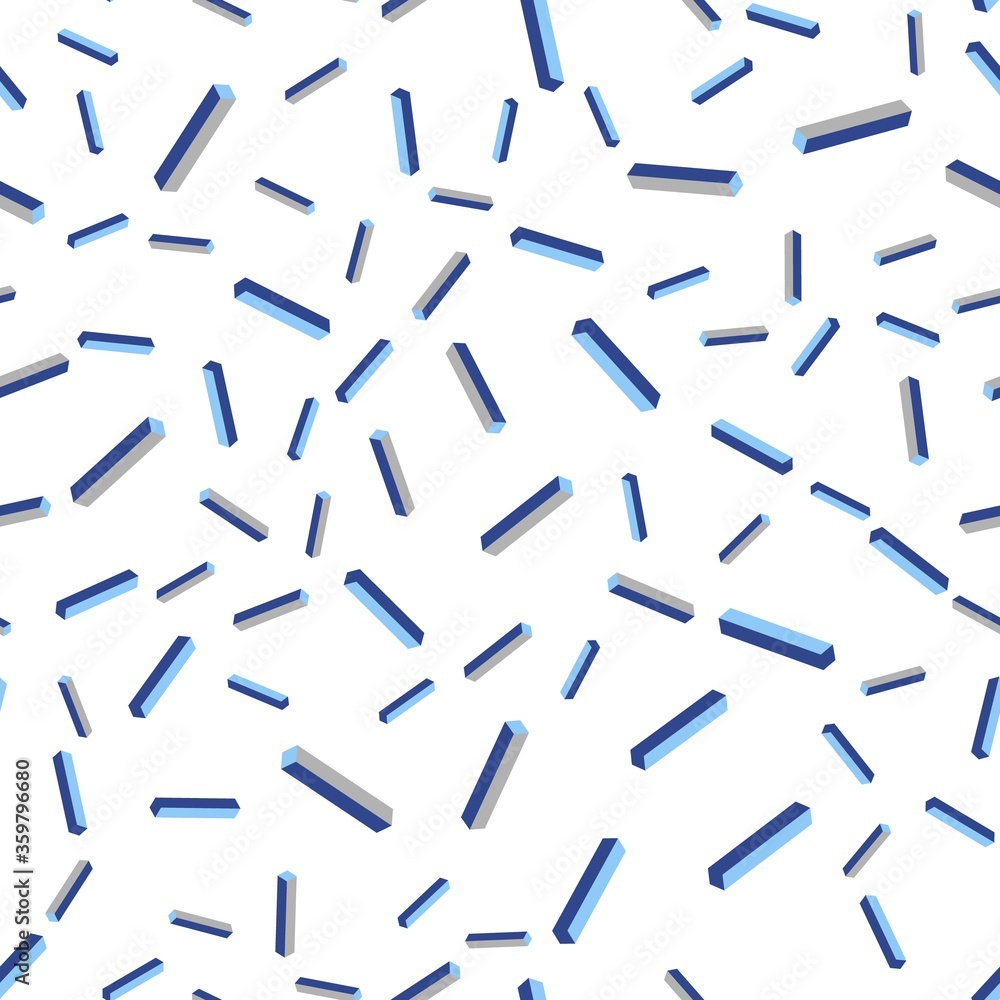 Dark BLUE vector seamless, isometric template with repeated sticks. Colorful shining illustration with lines on abstract template. Texture for window blinds, curtains.