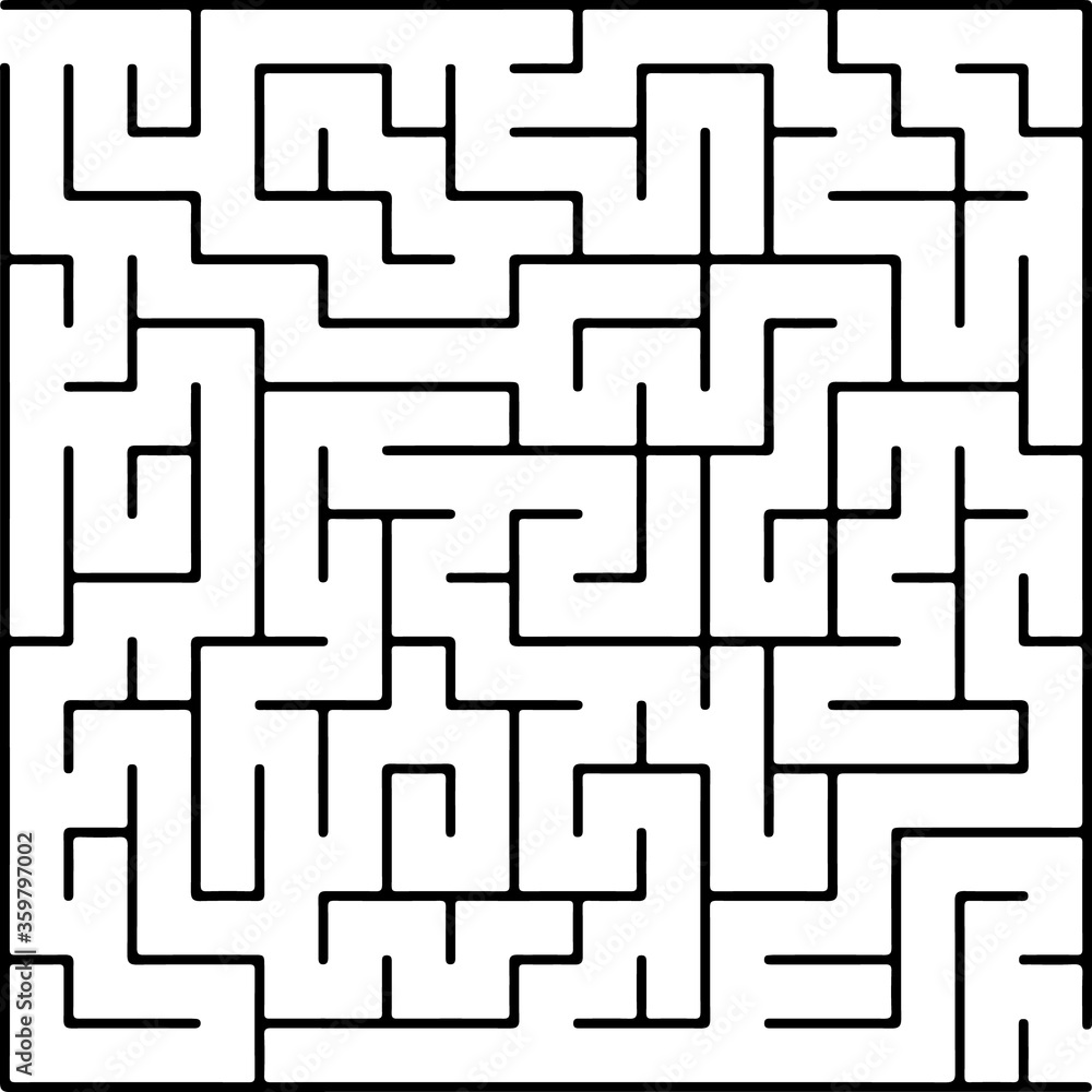 White vector layout with a black maze, riddle. Abstract illustration with maze on a white background. Concept for pazzle, labyrinth books, magazines.