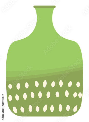 Striped vase isolated on white. Crockery decorative jar with waves ornament, color pot in flat style design, ceramic flowerpot. Handmade items from clay. Vase for flowers. Vector illustration