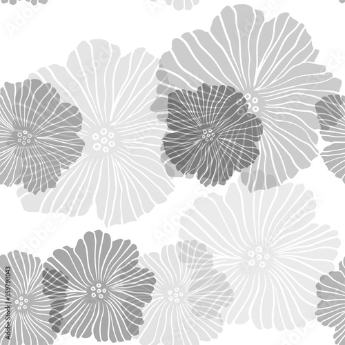 Light Gray vector seamless abstract background with flowers. Creative illustration in blurred style with flowers. Texture for window blinds, curtains.