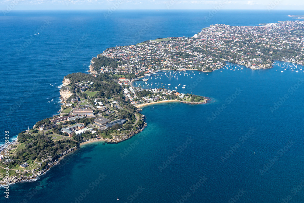 Aerial view of Watsons Bay, eastern suburbs of Sydney, NSW. Close up.
