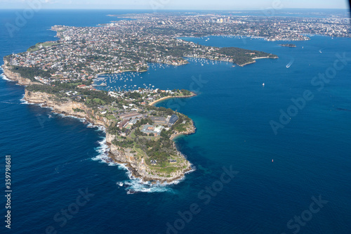 Aerial view of Watsons Bay, eastern suburbs of Sydney, NSW. Close up. 