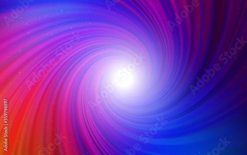 Light Blue, Red vector pattern with night sky stars. Shining colored illustration with bright astronomical stars. Template for cosmic backgrounds.