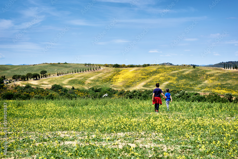 Fototapeta premium young woman walking in the field